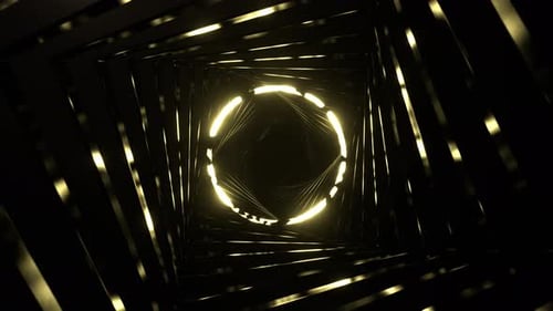Light Yellow Fantastic Space With Round Shining Neon Portal Background Vj Loop In 4K