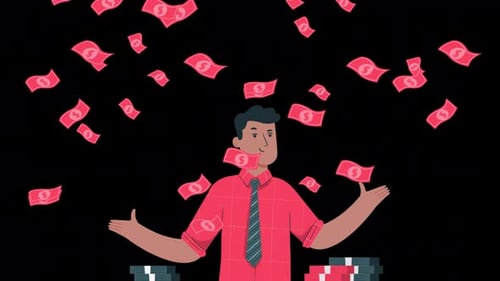 Money Rains Down On A Man Alpha Channel 4K