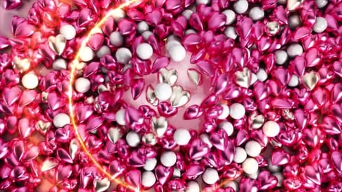 Decorative Pink Hearts Revealing Circular Opening