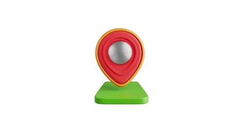 3D Animated Location Pin Icon for Map and Navigation