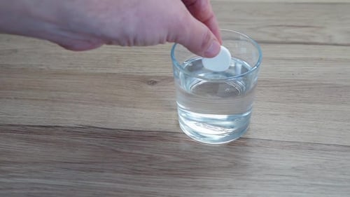 Tablet Dissolving in Glass of Water