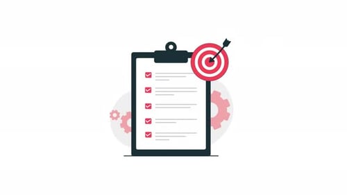 Animated Checklist with Target Goal Achievement in Flat Design Style