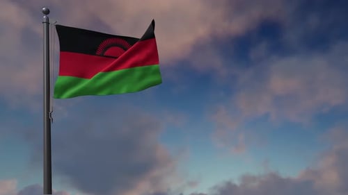 Malawi Flag On Flagpole - 4K