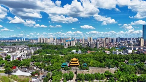 Aerial Scenery of Yueyang Tower Scenic Area in Hunan Province