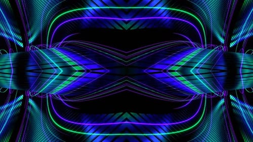 Purple And Turquoise Space Energy In Frame Kaleidoscope Background Vj Loop In 4K