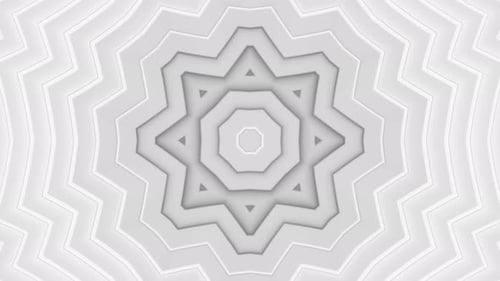 White and gray abstract background with star pattern. Kaleidoscope VJ loop