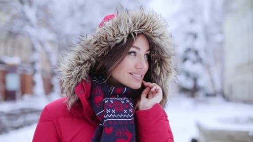 Close Up Face Beautiful Young Woman Smiling Looking Camera Charming Happiness Holiday Lifestyle