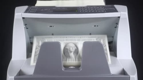 Money Counter Machine Counting US Dollar Bills