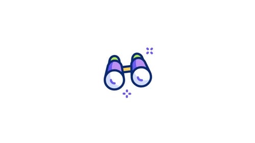 Modern Animated Binoculars Icon for Discovery and Exploration