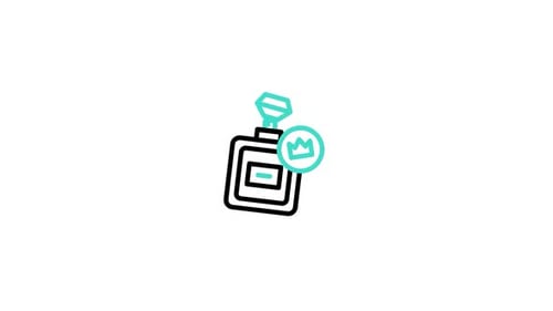 Flat Design Animated Perfume Bottle Icon with Crown