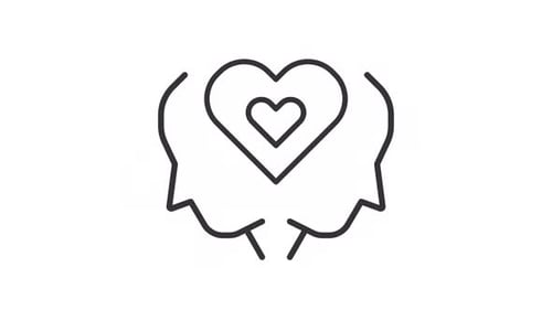 Two Heads Connecting with Pulsing Heart Line Icon