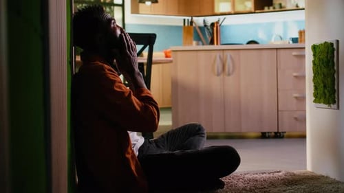 African American Man Suffering From Depression and Anxiety