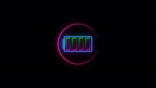Animated Neon Battery Charging Progress Loop