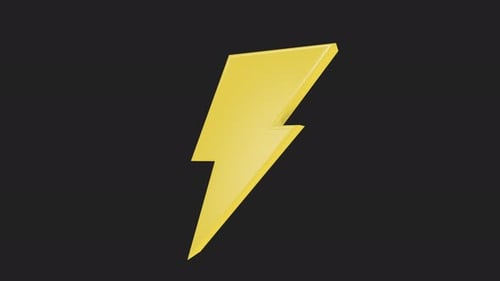 3D Animated Rotating Yellow Lightning Bolt Icon