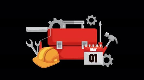 Animation mit Bauwerkzeugen zum Tag der Arbeit