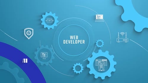 Flat Infographic Colorize Icons Background Web Developer Loopable Animation