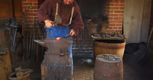 Mount Vernon, Virginia / USA - November 13, 2019: Old Fashioned Blacksmith