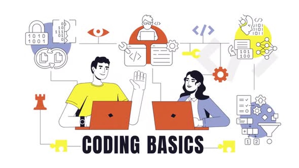 Animated Flat Design Explainer for Coding Basics, Overlays Motion ...