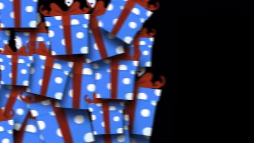 Merry Christmas Cartoon Gift Box Transition On Alpha Channel