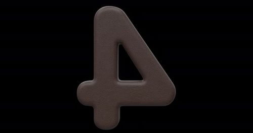 3D Number 4 360 Rotation Seamless Loop Alpha Channel