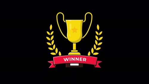 Animated Gold Trophy with Winner Banner and Laurel Wreath Concept Video - Transparent