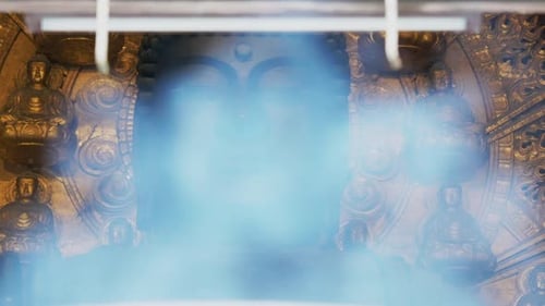 Mystical smoke revealing the Great Buddha at Tōdai-ji Temple, Nara, Japan, ambient lighting