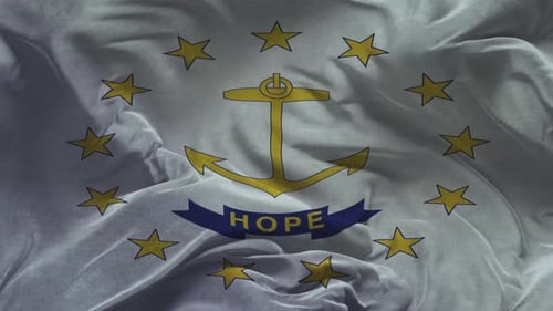 Realistic Rhode Island State Flag Waving Animation