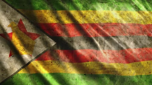 Grunge Style Waving Zimbabwe Flag Loop