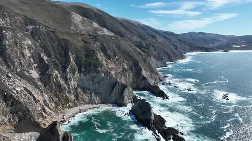 Coastal Rocks at Highway 1 in California United States.