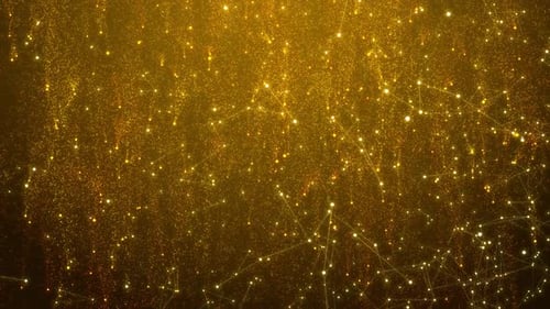 Golden Abstract Particles Network Loop Background