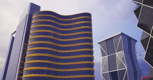 Edificios arquitectónicos modernos con diseños únicos en un paisaje urbano