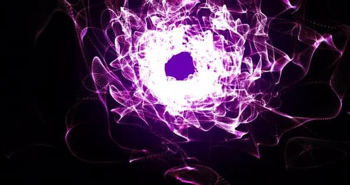 Abstract tunnel background with bright beautiful purple glowing iridescent energy magical waves and