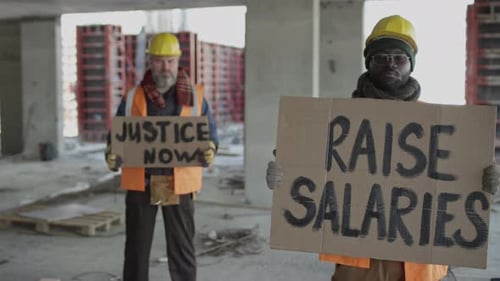 Construction Workers Demand Justice and Salary Raise