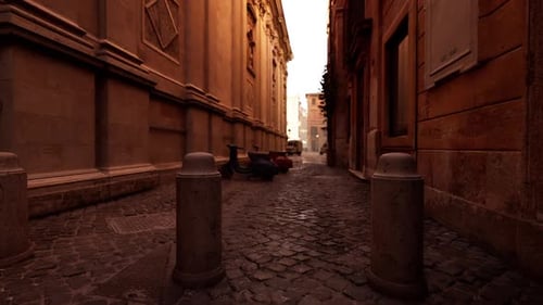 Isolated Pathway Presenting Aged Structures and Textured Cobblestones