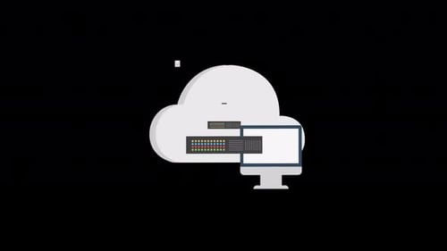 Animated Flat Design Cloud Computing Server Network Icon Build-Up