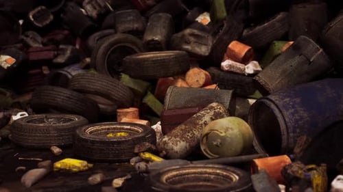 Accumulation of Discarded Tires and Waste Materials in a Cluttered Area