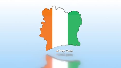 Ivory Coast Map Flag Animation with Country Name