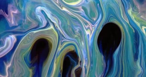Ink Space Abstract Colorful Ink Spread Art On a Blue Background Divergent Blue and White Colors