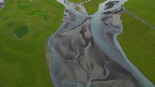 River Tundra of Iceland Aerial View