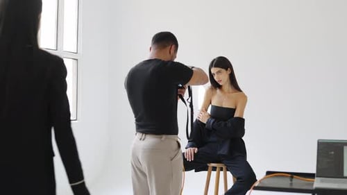 Fashionable Model in Photoshoot Session in a Studio