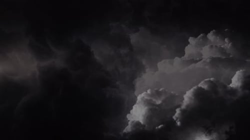 4k view of thunderstorm with lightning strike.