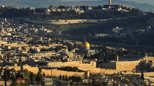 Jerusalem old city and golden dome of Al Aqsa mosque