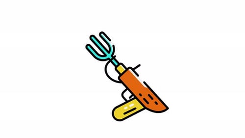 Animated Outline Gardening Tools Flat Design Icon
