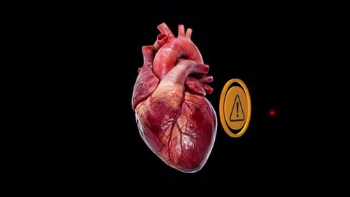Heart Attack with an ecg and a warning sign
