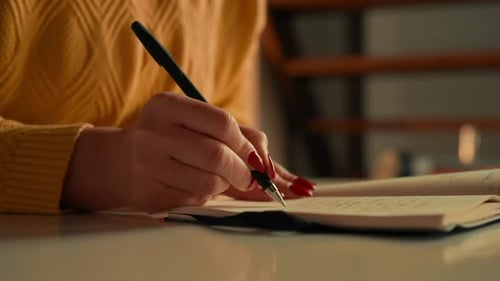 Close Up Woman Handwriting Do to List