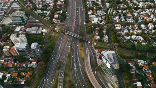 Highway from above Daylight Drone view timelapse