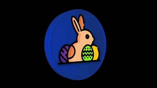 Blaue 3D-Symbolanimation mit Osterhase