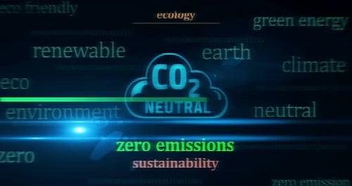 Símbolo de emissão zero neutro de CO2 em loop sem costura