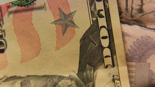 US Dollar Banknotes Rotate Macro Photography of Banknotes in the American