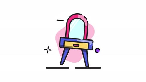 Animated Flat Design Dressing Table with Mirror